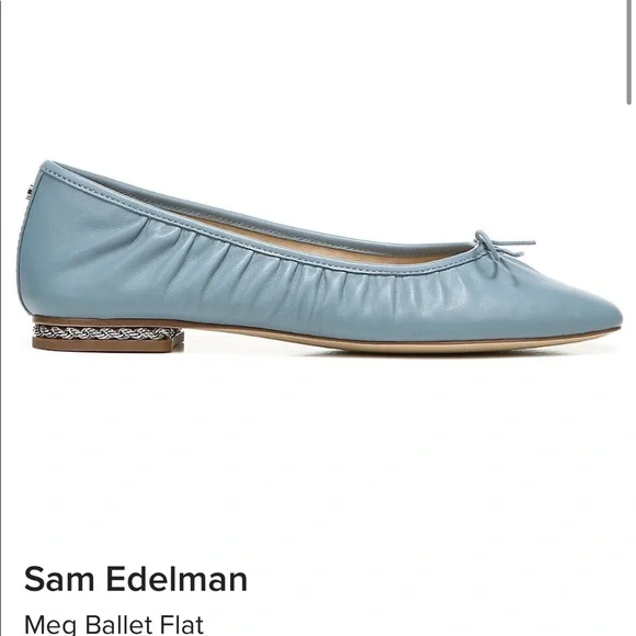 Sam Edelman Meg Ballet Flat Leather Blue Size 8.5 New - Picture 1 of 7